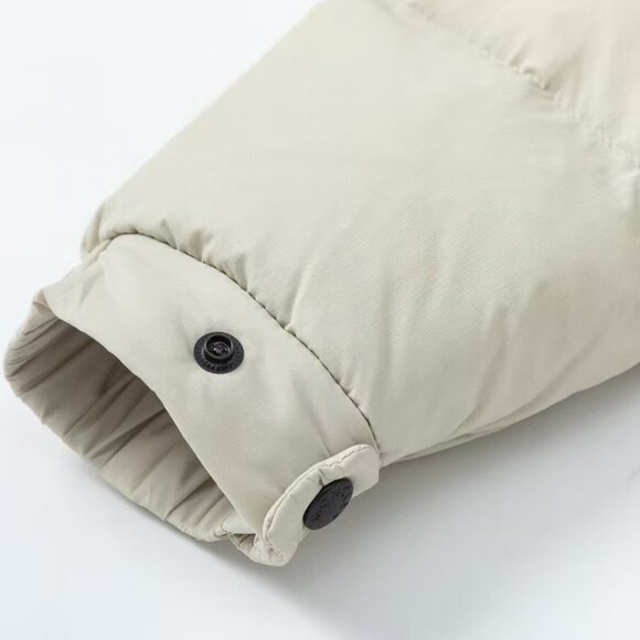 Moncler Color-Block Hooded Down Jacket | Light Gray & Black Puffer Coat - Picture 8 of 9